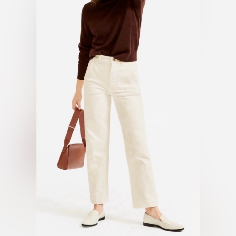 Everlane Straight Leg Crop Khaki Sand jeans Pant Size 0
